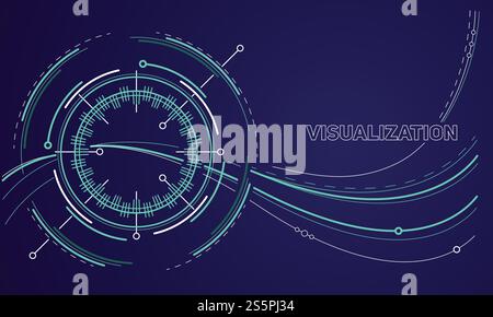 Visualization circle concept background. Outline illustration of visualization circle vector concept background for web design. Visualization circle concept background, outline style Stock Vector