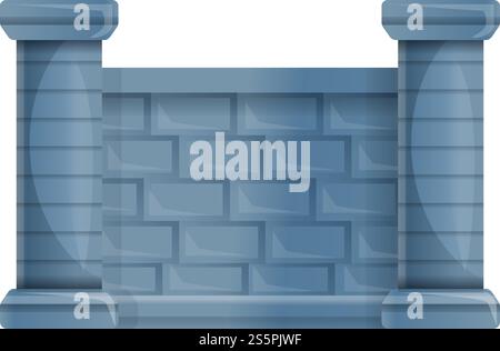 Grey stone fence icon. Cartoon of grey stone fence vector icon for web design isolated on white background. Grey stone fence icon, cartoon style Stock Vector