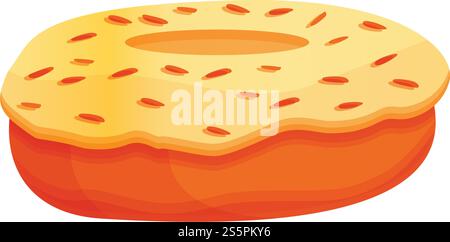 Vanilla donut icon. Cartoon of vanilla donut vector icon for web design isolated on white background. Vanilla donut icon, cartoon style Stock Vector