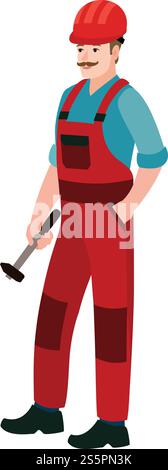 Man with hammer icon. Flat illustration of man with hammer vector icon for web design. Man with hammer icon, flat style Stock Vector