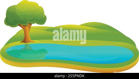 Small lake icon. Cartoon of small lake vector icon for web design isolated on white background. Small lake icon, cartoon style Stock Vector