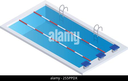 Sport swimming pool icon. Isometric of sport swimming pool vector icon for web design isolated on white background. Sport swimming pool icon, isometric style Stock Vector
