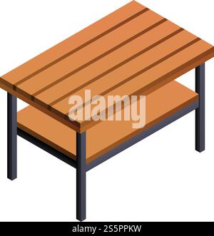 Carpenter wood table icon. Isometric of carpenter wood table vector icon for web design isolated on white background. Carpenter wood table icon, isometric style Stock Vector