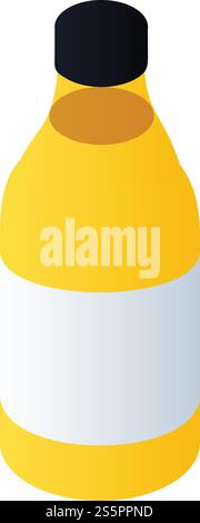 Yellow paint bottle icon. Isometric of yellow paint bottle vector icon for web design isolated on white background. Yellow paint bottle icon, isometric style Stock Vector