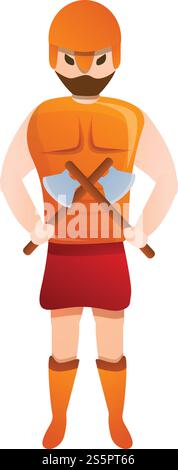 Gladiator two axes icon. Cartoon of gladiator two axes vector icon for web design isolated on white background. Gladiator two axes icon, cartoon style Stock Vector