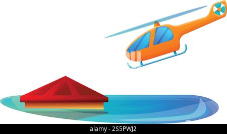 Help flood helicopter icon. Cartoon of help flood helicopter vector icon for web design isolated on white background. Help flood helicopter icon, cartoon style Stock Vector
