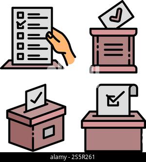 Ballot icons set. Outline set of ballot vector icons for web design isolated on white background. Ballot icons set, outline style Stock Vector