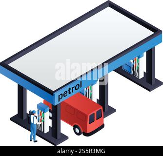 Petrol station icon. Isometric of petrol station vector icon for web design isolated on white background. Petrol station icon, isometric style Stock Vector