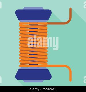 Magnetic coil icon. Flat illustration of magnetic coil vector icon for web design. Magnetic coil icon, flat style Stock Vector