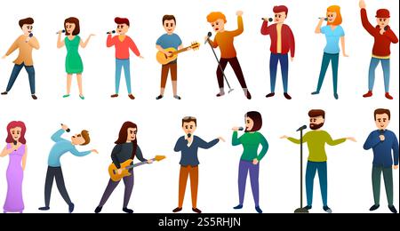 Singer icons set. Cartoon set of singer vector icons for web design ...
