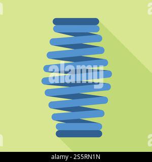 Blue spring coil icon. Flat illustration of blue spring coil vector ...