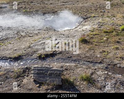 Litli Geysir, Haukadalur geothermal area, geyser, Iceland, Europe Stock Photo