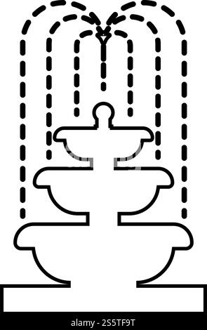 Fountain Tier of Water icon outline black color vector illustration flat style simple image Stock Vector