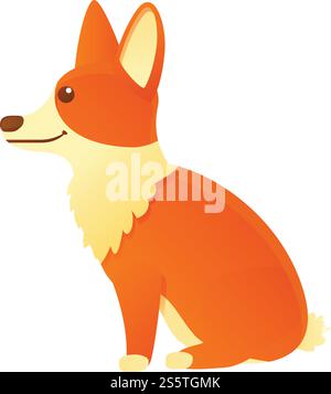Lovely corgi dog icon. Cartoon of lovely corgi dog vector icon for web design isolated on white background. Lovely corgi dog icon, cartoon style Stock Vector