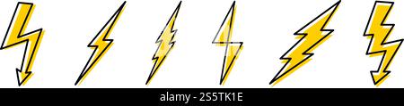 Bolt lighting thunder Thunderbolt electric energy flash icon set vector illustration Stock Vector