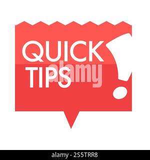 Quick tips poster giving advice. Hand gesture and headline placed in black block, logo of company service helping people to solve problems. Solution findings isolated on white vector illustration. Quick tips poster giving advice. Hand gesture and headline placed in black block Stock Vector