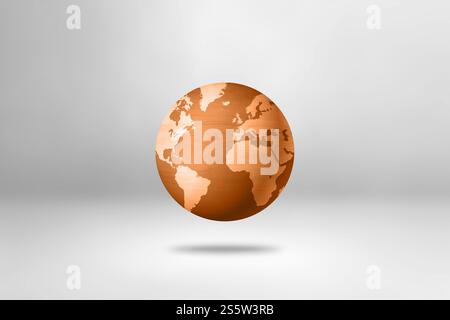 Wooden world globe isolated on white background. 3D illustration Stock ...