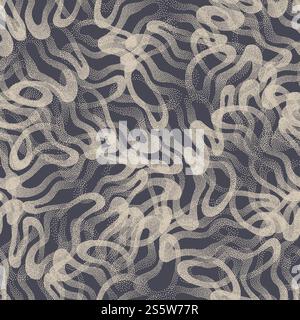 Seamless Pattern Stippled Tangled Lines Texture Trendy Retro Colors Abstract Background Stock Photo