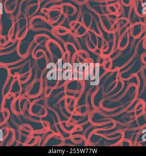 Trendy Seamless Pattern Intricate Structure Stippled Texture Red Blue Abstract Background Stock Photo