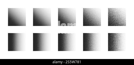 Stippled Square Hand Drawn Dotwork Abstract Shapes Set In Different Variations On White Background Stock Photo