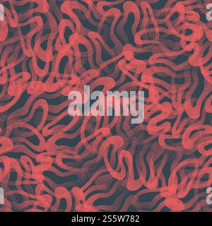 Trendy Seamless Pattern Tangled Lines Stippled Texture Red Blue Abstract Background Stock Photo