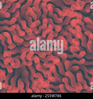 Trendy Seamless Pattern Abstract Shapes Stippled Texture Red Blue Background Stock Photo