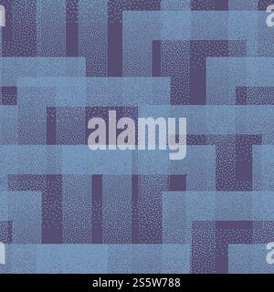 Stippled Squares Texture Trendy Seamless Pattern Blue Abstract Art Background Stock Photo