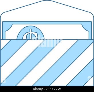 Birthday Gift Envelop Icon With Money. Thin Line With Blue Fill Design. Vector Illustration. Stock Vector