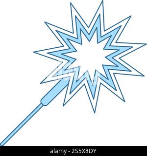 Party Sparkler Icon. Thin Line With Blue Fill Design. Vector Illustration. Stock Vector