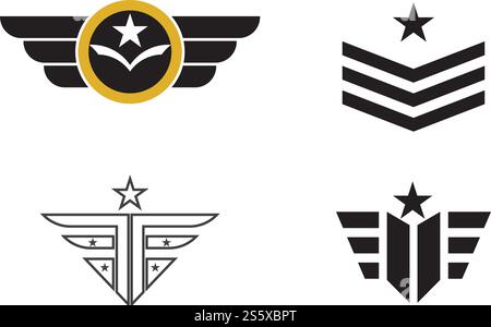 Set Military Wave Logo Template vector symbol nature Stock Vector