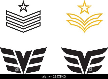Set Military Wave Logo Template vector symbol nature Stock Vector