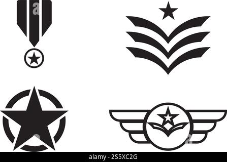 Set Military Wave Logo Template vector symbol nature Stock Vector