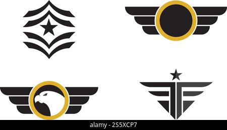Set Military Wave Logo Template vector symbol nature Stock Vector