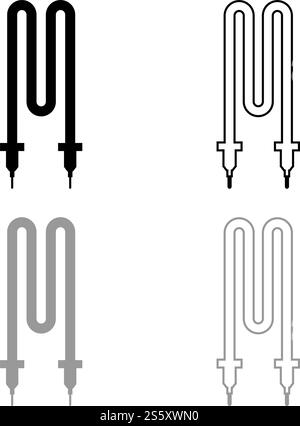 Thermal electric heating element icon outline set black grey color vector illustration flat style simple image. Thermal electric heating element icon outline set black grey color vector illustration flat style image Stock Vector