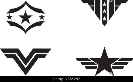 Set Military Wave Logo Template vector symbol nature Stock Vector