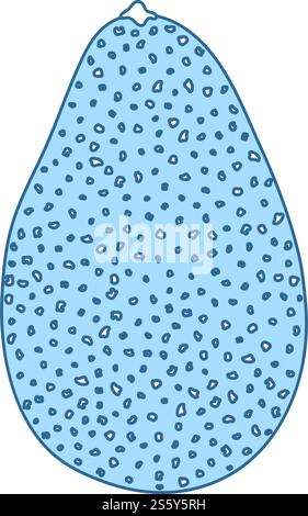Avocado Icon. Thin Line With Blue Fill Design. Vector Illustration. Stock Vector