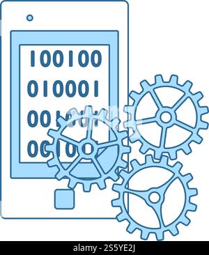Mobile Development Icon. Thin Line With Blue Fill Design. Vector Illustration. Stock Vector