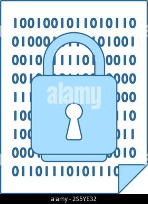 Data Security Icon. Thin Line With Blue Fill Design. Vector Illustration. Stock Vector
