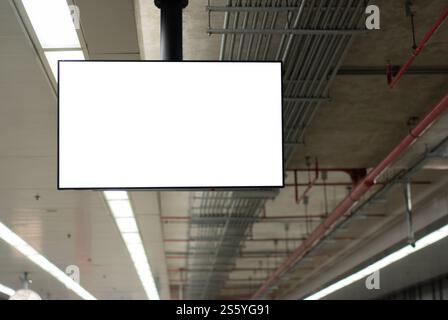 Mockup image of Blank billboard white screen posters and led in the subway station for advertising Stock Photo