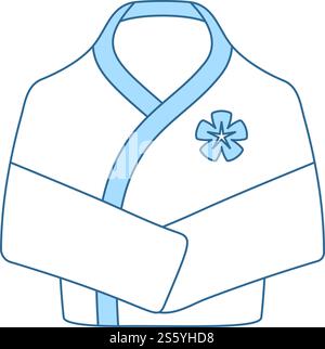 Spa Bathrobe Icon. Thin Line With Blue Fill Design. Vector Illustration. Stock Vector