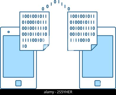 Exchanging Data Icon. Thin Line With Blue Fill Design. Vector Illustration. Stock Vector