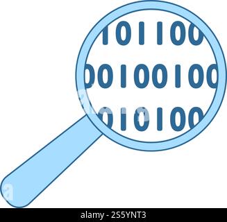 Data Analysing Icon. Thin Line With Blue Fill Design. Vector Illustration. Stock Vector