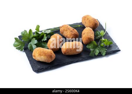 Fried cod croquettes isolated on white background Stock Photo