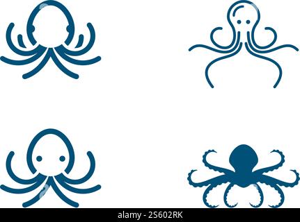 Octopus logo ilustration vector template Stock Vector
