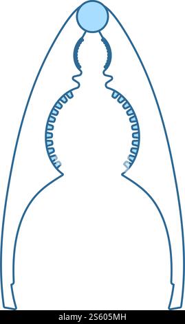 Nutcracker Pliers Icon. Thin Line With Blue Fill Design. Vector Illustration. Stock Vector