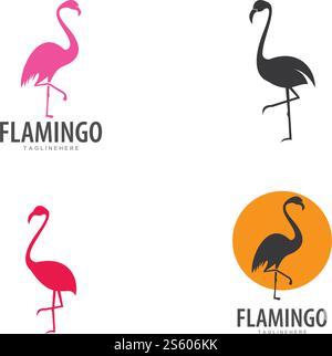 Flamingo logo ilustration vector template Stock Vector