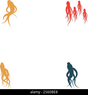 Set Ginseng Wave Logo Template vector symbol nature Stock Vector
