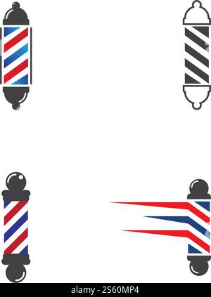 Barber pole set  logo ilustration vector template Stock Vector