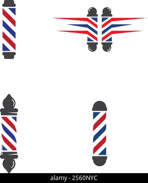Barber pole set  logo ilustration vector template Stock Vector