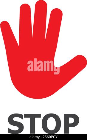 Hand blocking logo Stop Icon vector template Stock Vector